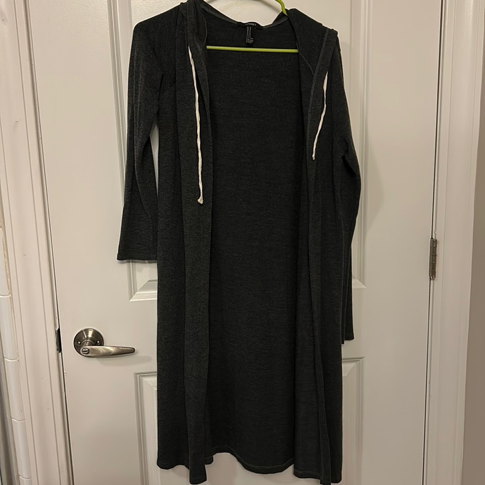 Forever 21 Dark Heather Grey Long (Mid-Thigh) Light Sweater